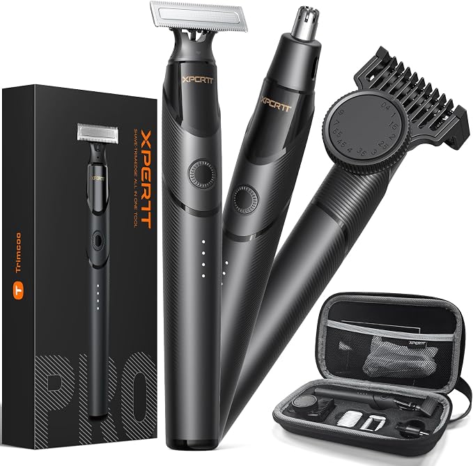 Beard & Nose Hair Trimmer Kit, 12 in 1 Rotating Comb, Travel Body Hair Electric by Trimcoo