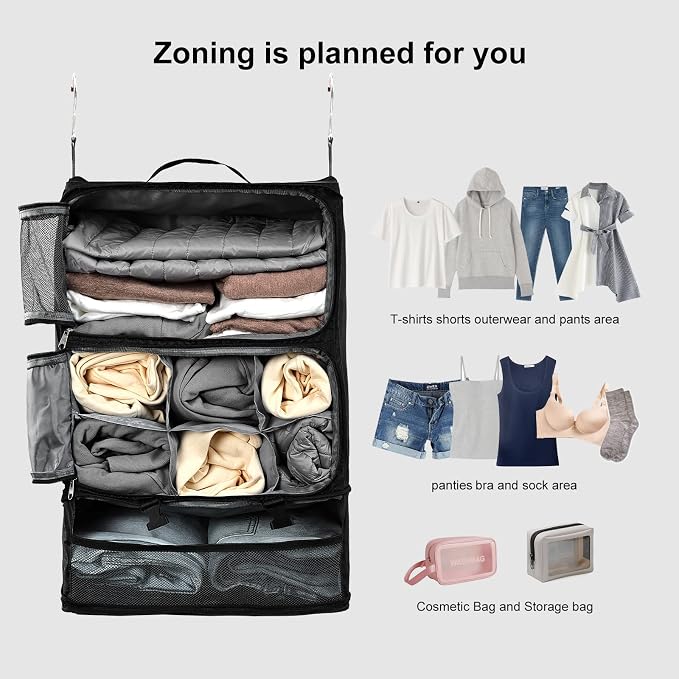 TABITORA Travel Portable Hanging Shelves Closet Organizer Packing Luggage - Image 4