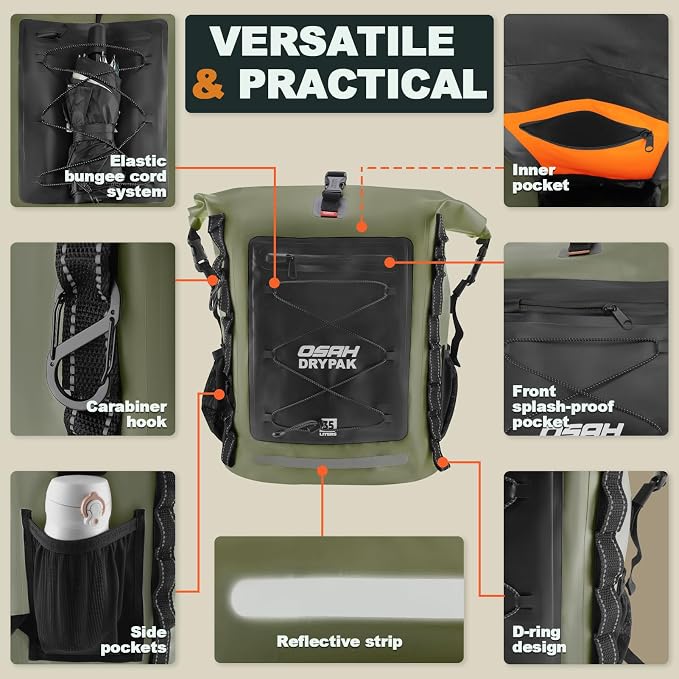 Waterproof Backpack Dry Bag 35L/55L/85L – Heavy Duty Roll-Top Hiking Backpack - Image 3