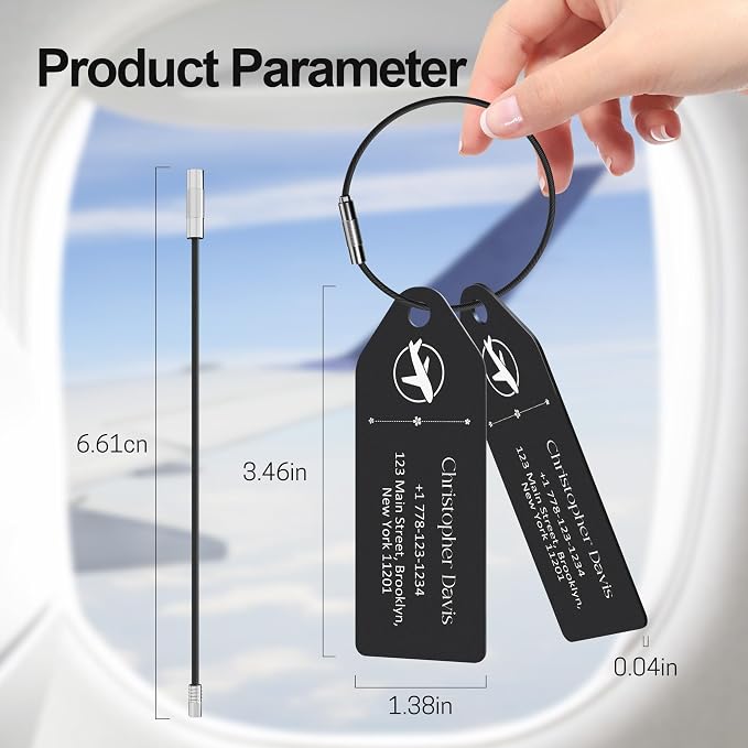 4 PCS Personalized Metal Luggage Tag – Personalized Engraved Suitcase Tag - Image 2