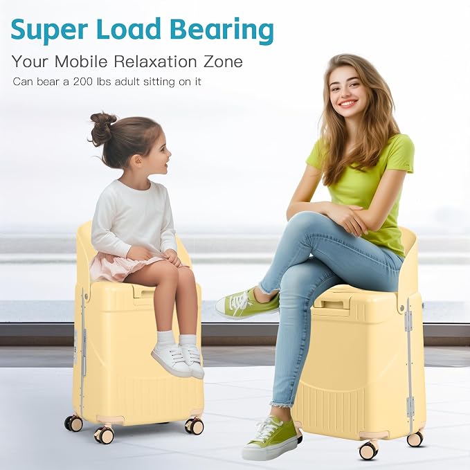 20" Carry-On Luggage with Seat for Kids & Adults, Lightweight Hardside Ride-On - Image 6