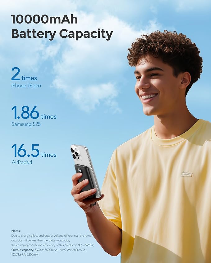 Mini Portable Charger with Built-in Cables 22.5W Fast Charging Power Bank USB-C - Image 5