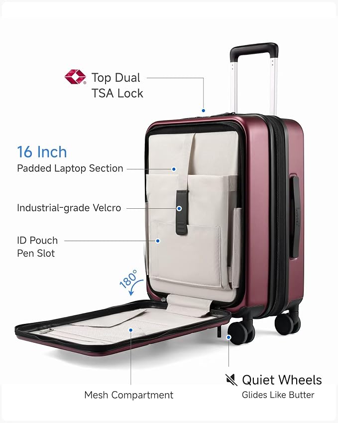 LUGGEX Carry On Luggage 22x14x9 Airline Approved, FLO5 Expandable Polycarbonate - Image 2