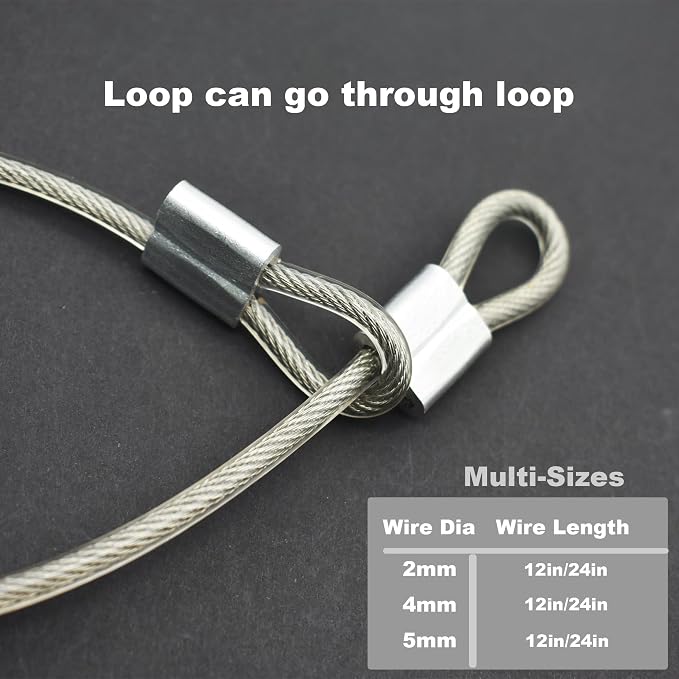 10 Pcs 2mm Wire 24 inch Vinyl Coated Stainless Steel Cable - Image 2
