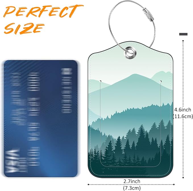 2 Pack Luggage Tag for Suitcase Green Mountain Landscape Leather Travel Cruise - Image 2