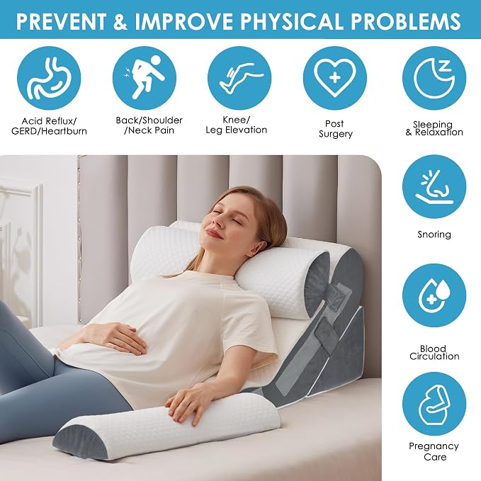 4PCS Bed Wedge Pillow for Headboard, Adjustable Wedge Pillow for Sleep Apnea - Image 2