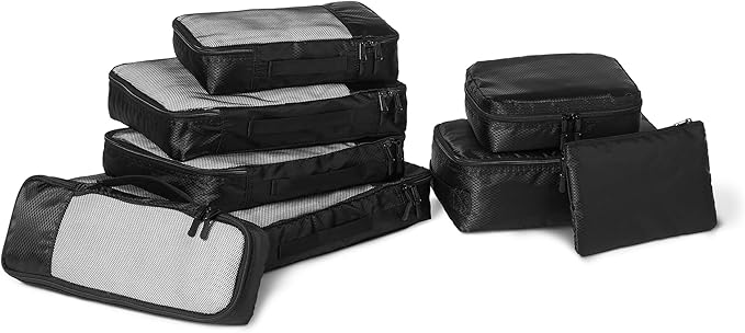 Amazon Essentials Ultralight packing Cubes Packing Organizer black 8 pack Black by AmazonEssentials