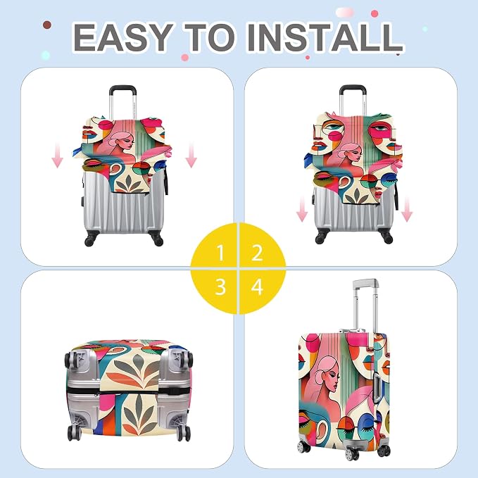 ANNA QUEEN Modern Art Fashion Luggage Cover, Stylish Abstract Woman Suitcase - Image 5
