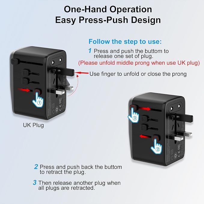 Universal Travel Adapter, PD 35W 7 in 1 International Power Plug Adapter - Image 4