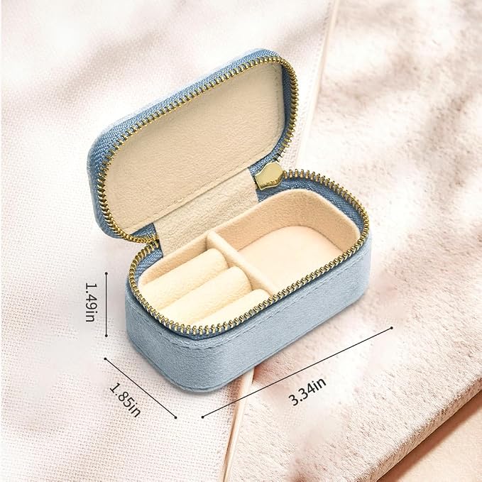 TAIMY Mini Jewelry Travel Case, Velvet Small Travel Jewelry Box, Portable - Image 2