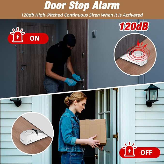 1 Pack 120dB Travel Door Stopper Alarm & Portable Door Lock, 3-Level - Image 4