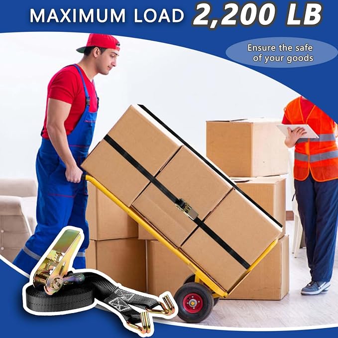 Black Ratchet Straps, 1 Inch x 16.4 Feet - Image 6