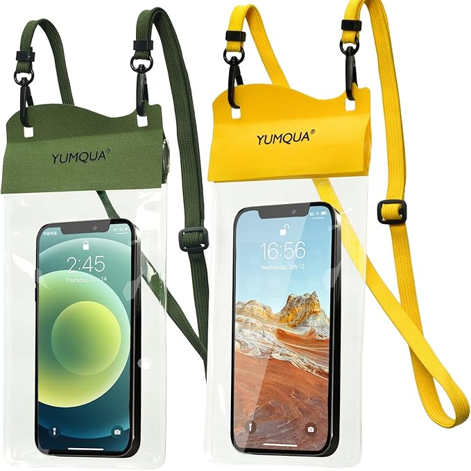 Large Waterproof Phone Pouch 2 Pack, IPX8 Waterproof Cell Phone Case Dry Bag by YUMQUA