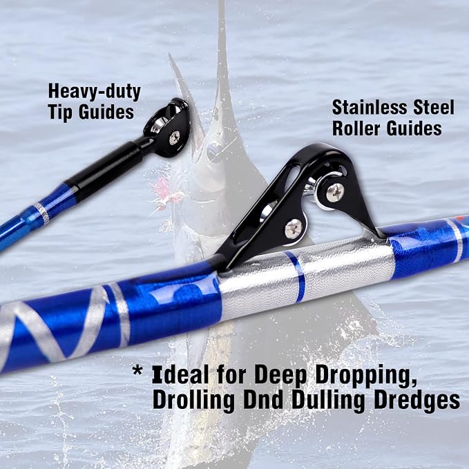 Fiblink Bent Butt Fishing Rod 2-Piece Saltwater Offshore Trolling Rod - Image 2