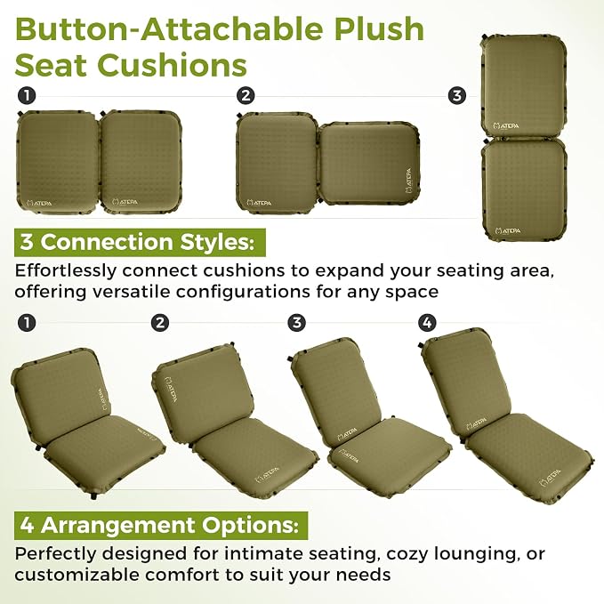 ATEPA Inflatable Stadium Seat Cushion, Self-Inflating Memory Foam Stadium Seats - Image 2