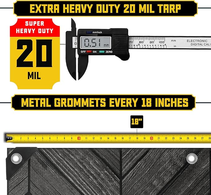 Core Tarps Extreme Heavy Duty 20 Mil Tarp Cover, Waterproof, UV Resistant - Image 4