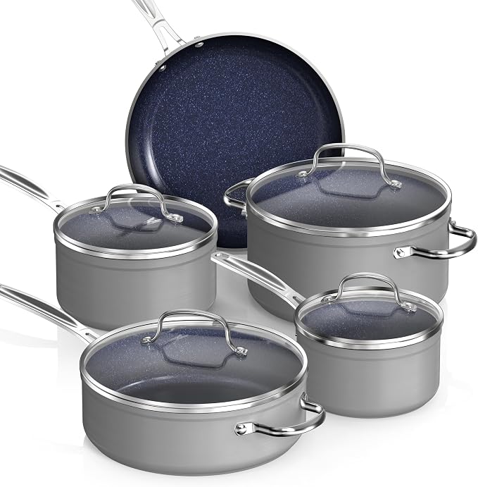 Nuwave Healthy Duralon Blue Ceramic Nonstick Coated 9pc Cookware Set, by NuWave
