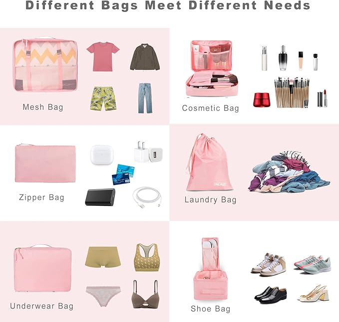 BAGAIL 8 Set Packing Cubes Luggage Packing Organizers - Image 5