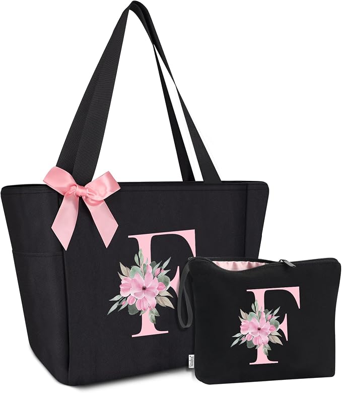Vavabox Tote Bag, A-Z Initial Monogrammed Waterproof Tote Bag, Bridesmaid Gifts by Vavabox
