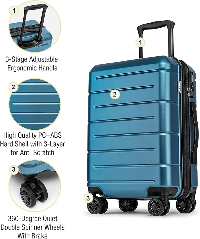KYME Hardside Expandable Carry On Luggage 22x14x9 Airline Approved 20 Inch - Image 5