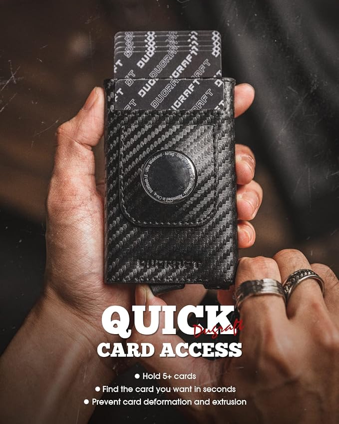 DUGRAFT Pop Up Wallet with AirTag Holder, RFID Blocking Air Tag Wallet with - Image 3