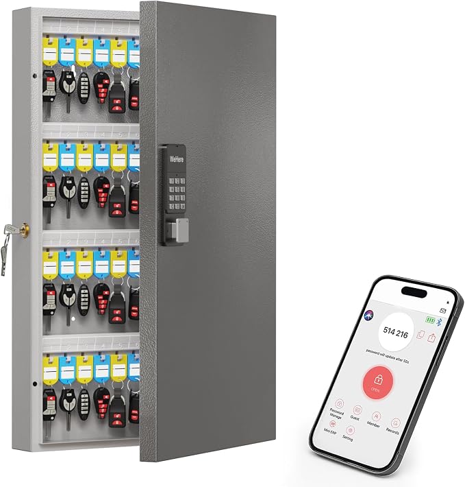 WeHere 96 Key Lock Box Wall Mount, Smart Security Storage Lockbox, Key Cabinet by WeHereSmartBoxLock