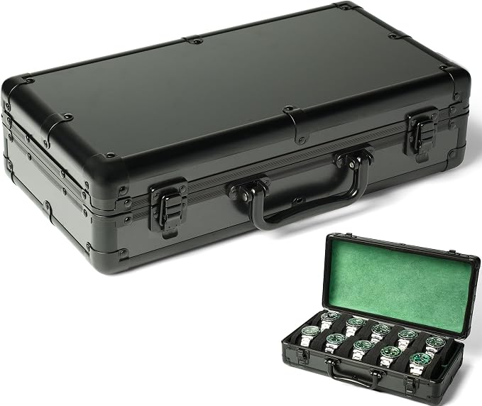 10 slots Watch organizer Case, Aluminum watch storage box, hard watch travel box - Image 5