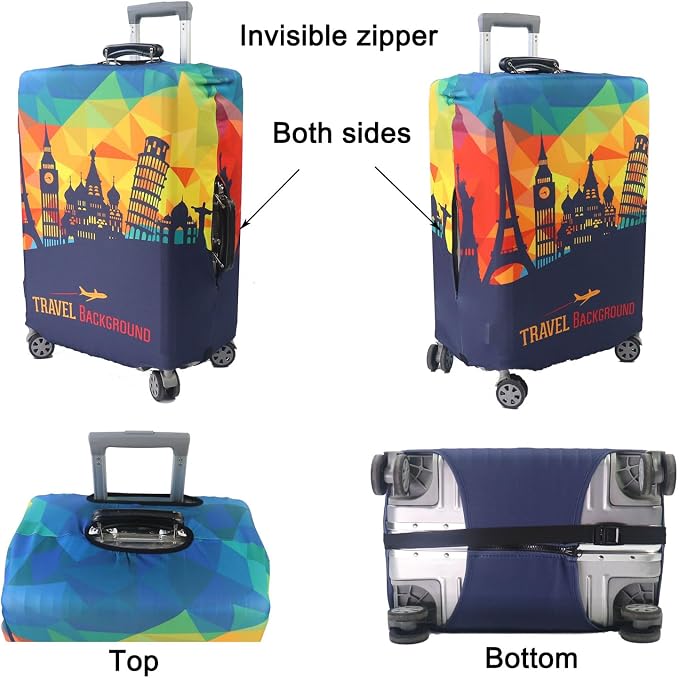 MosaiRudo Thicker Luggage Cover Elastic Suitcase Cover Protector Fits 18-32 - Image 4
