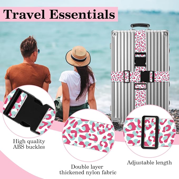 Pink Leopard Luggage Straps for Suitcases TSA Approved, Luggage Identifiers for - Image 3