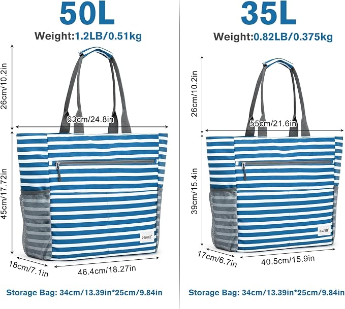 G4Free Beach Bag, Waterproof Sandproof Beach Tote Bag, Large Capacity Foldable - Image 2