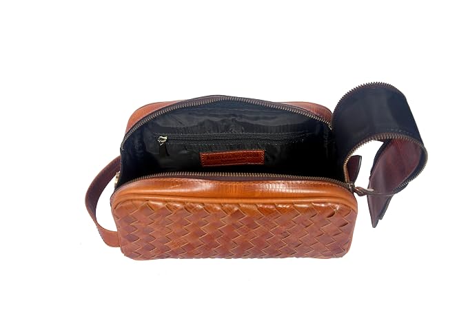 10" Premium Leather Toiletry Travel Pouch - Image 3