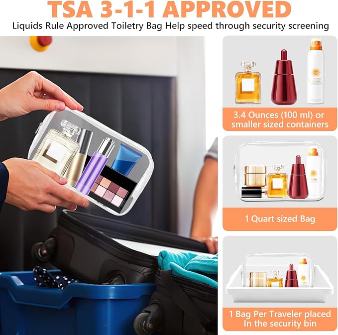 AURUZA 4 Pack Clear Toiletry Bag, Portable Travel Makeup Pouch - Image 3