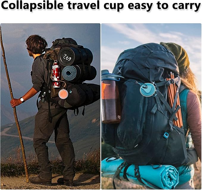Litoexpe 2 Pack Silicone Collapsible Travel Cup Portable Folding Camping Cup - Image 4