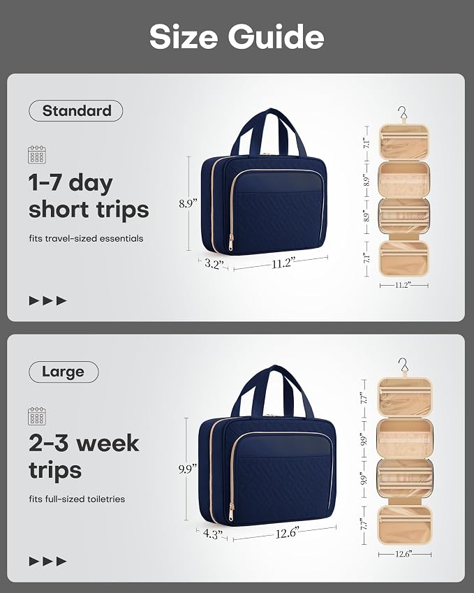 HOTOR Travel Toiletry Bag for Women & Men, Waterproof Makeup Bag - Image 2