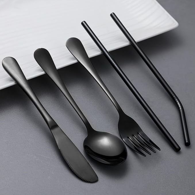 Portable Utensils Set with Case, Lunch Box Includ Fork Spoon Knife, Dishwasher - Image 3