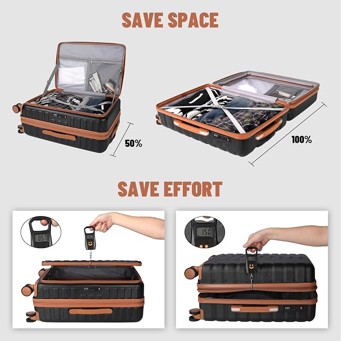3-Piece 20/24 Top Opening Hardshell Lightweight Luggage and 28-Inch Clamshell - Image 4