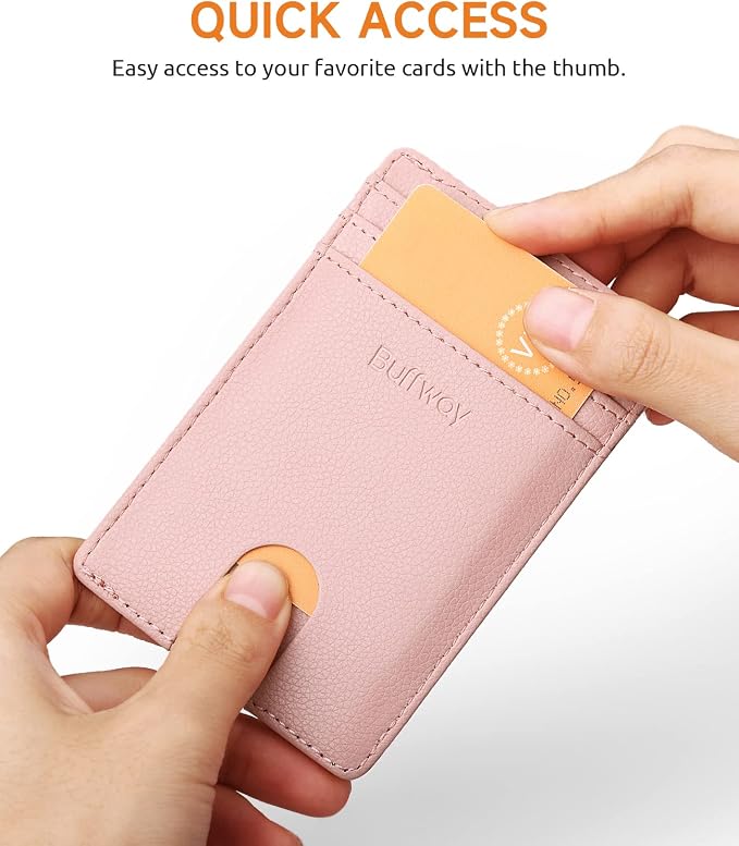 Buffway Mens Slim Wallet, Minimalist Thin Front Pocket Leather Credit Card - Image 3