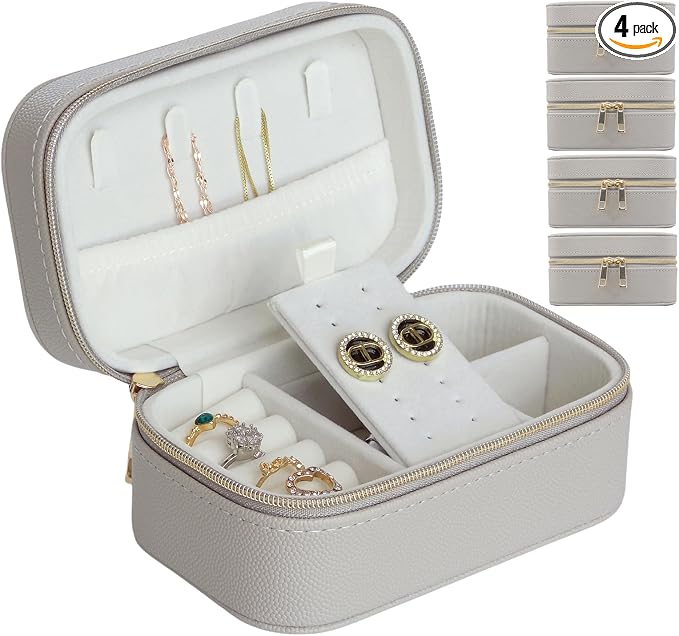 Travel Jewelry Case Bulk Of 4 For Women Weekend Trips, PU Leather Compact by Betvivsmalltraveljewelrycase