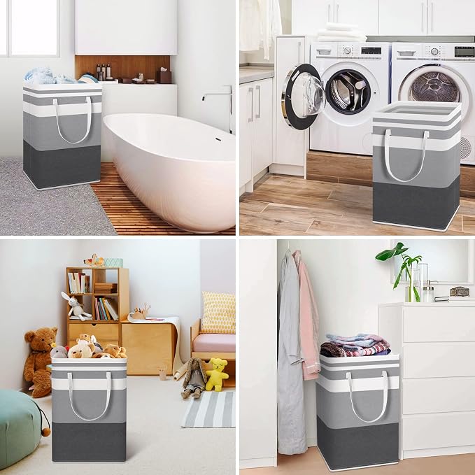 HomeHacks 2 Pack Large Laundry Baskets, Waterproof, Freestanding Laundry Hampers - Image 6