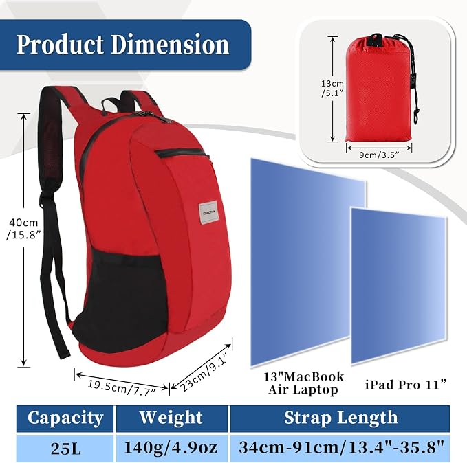 Hiking Daypack - Lightweight & Water-Resistant Portable Backpack - Image 6