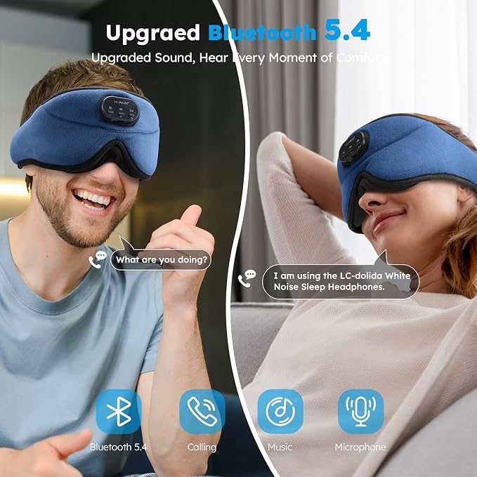 LC-dolida White Noise Sleep Mask, 3D Sleep Headphones - Image 3