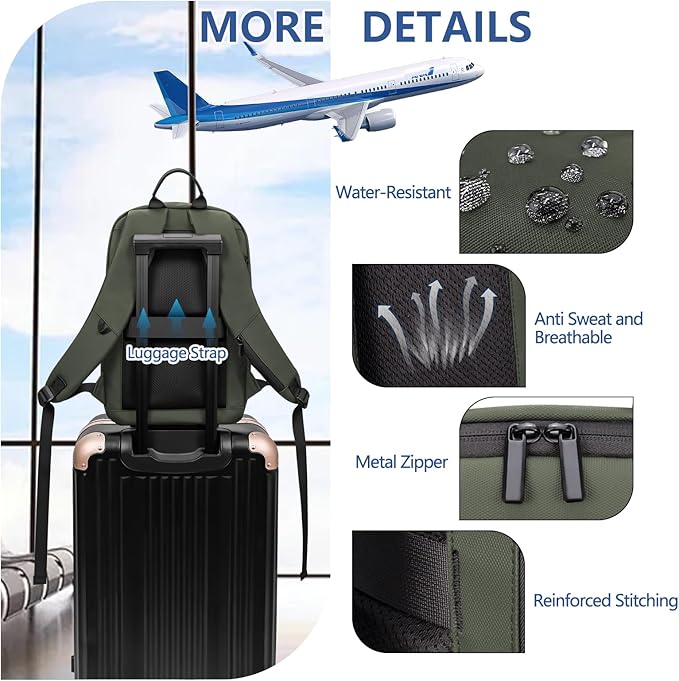 Business Backpack for Men Lightweight Commute Laptop Backpack Anti-Theft Water - Image 5