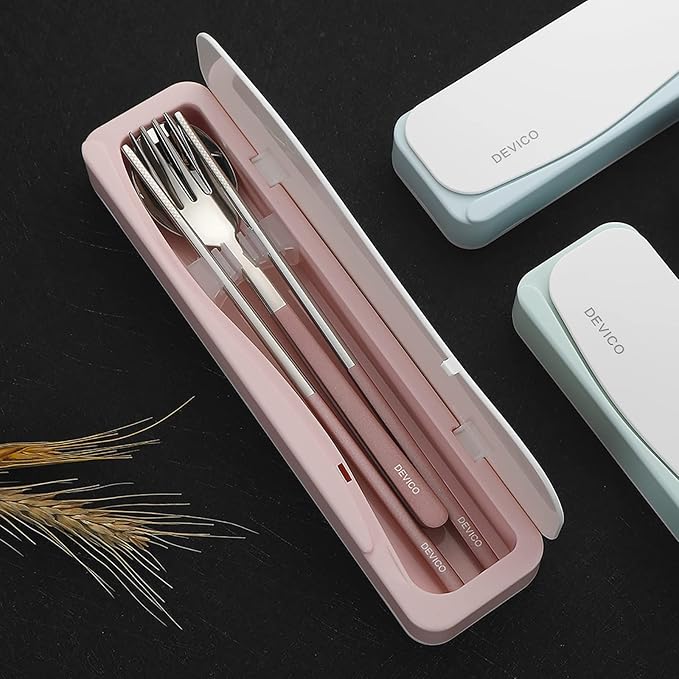 DEVICO Travel Utensils, 18/8 Stainless Steel 4pcs Cutlery Set Portable Camp - Image 5