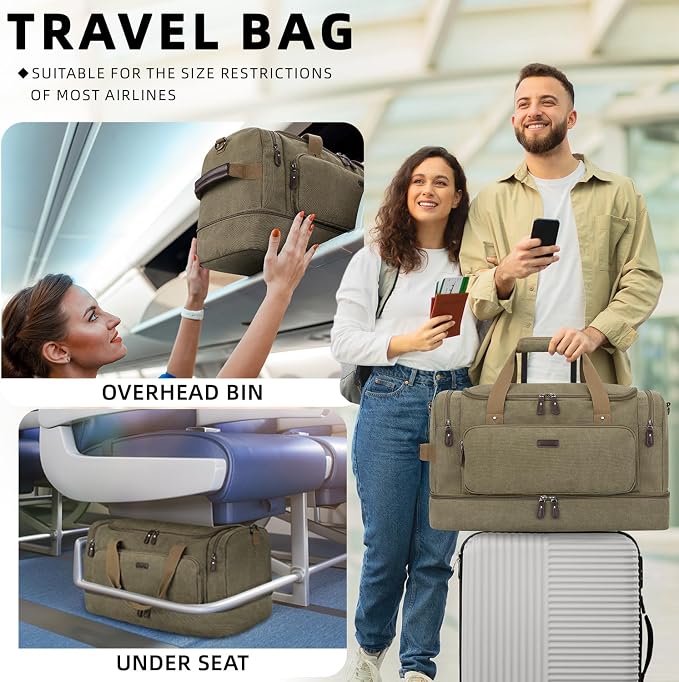 ZOMFELT Duffle Bag for travel, 40L Canvas Travel Duffel Bags for Men Women - Image 4