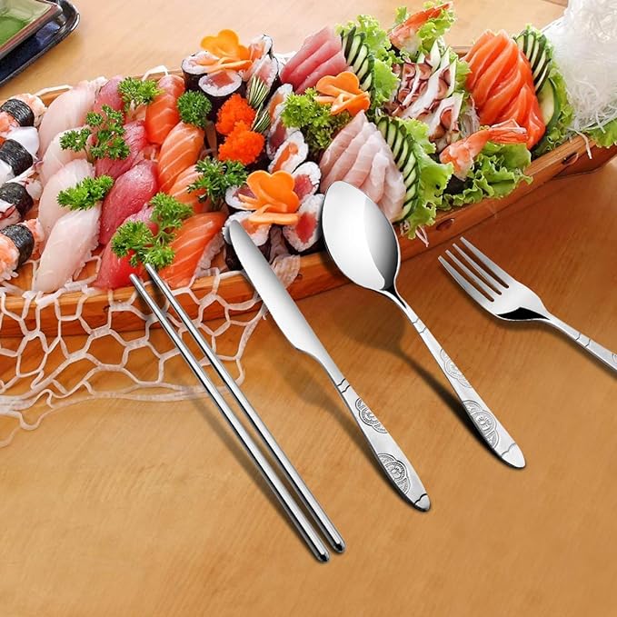 3 Pack Reusable Flatware Sets Knife, Chopsticks - Image 6