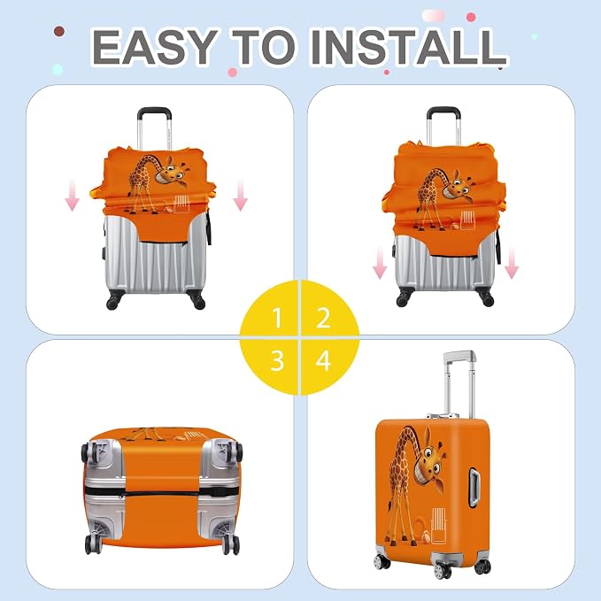 ANNA QUEEN Giraffe Fun Luggage Cover, Playful Giraffe Design - Image 6