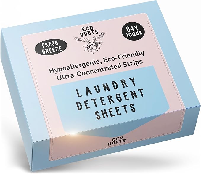 Eco Roots Laundry Detergent Sheets – 64 Loads Eco-Friendly Fresh Breeze Laundry by ECOROOTS