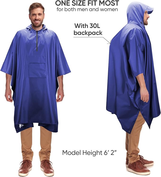 PTEROMY Hooded Rain Poncho for Adult - Image 4