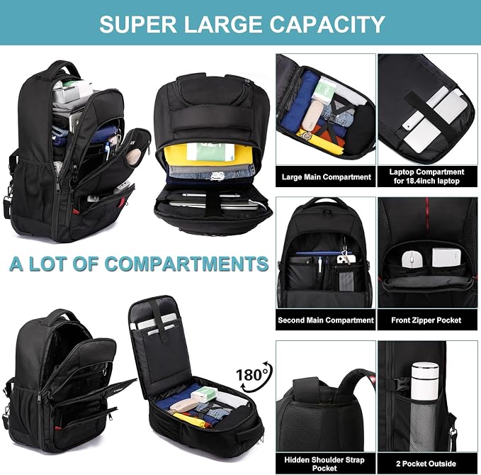 Rolling Backpack, 18 inch Laptop Backpack - Image 7