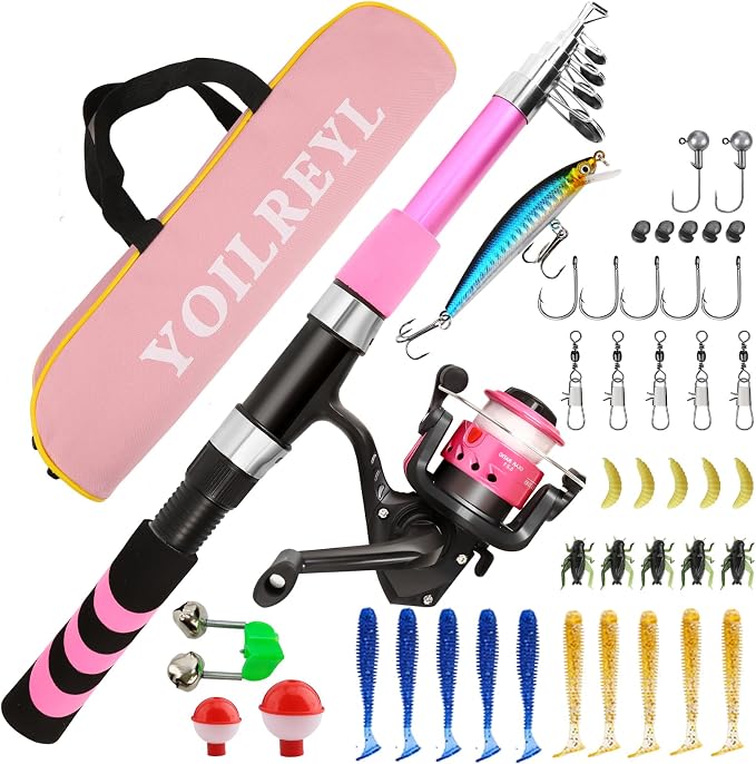 Collapsible Telescopic Fishing Rod and Reel Combo Push Button Small Fishing by Unknown
